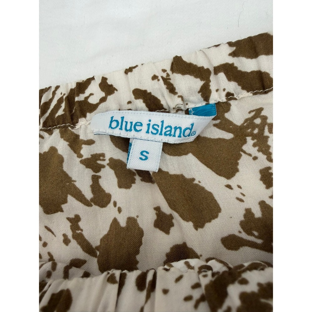 Blue Island Strapless Tropical Print Jumpsuit Brown White Small Drawstring - Picture 7 of 14